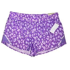 New All in Motion Light Purple Leopard Mid Rise Run Shorts Large